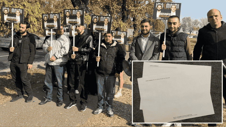 AntiFake.am-ը ԱՄՆ դեսպանատան մոտ ակցիա իրականացրեց քաղբանտարկյալ Նարեկ Սամսոնյանի կնոջ ուղերձը և խմբագրության նամակը ԱՄՆ դեսպանին փոխանցելու համար